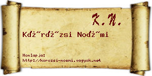 Körözsi Noémi névjegykártya